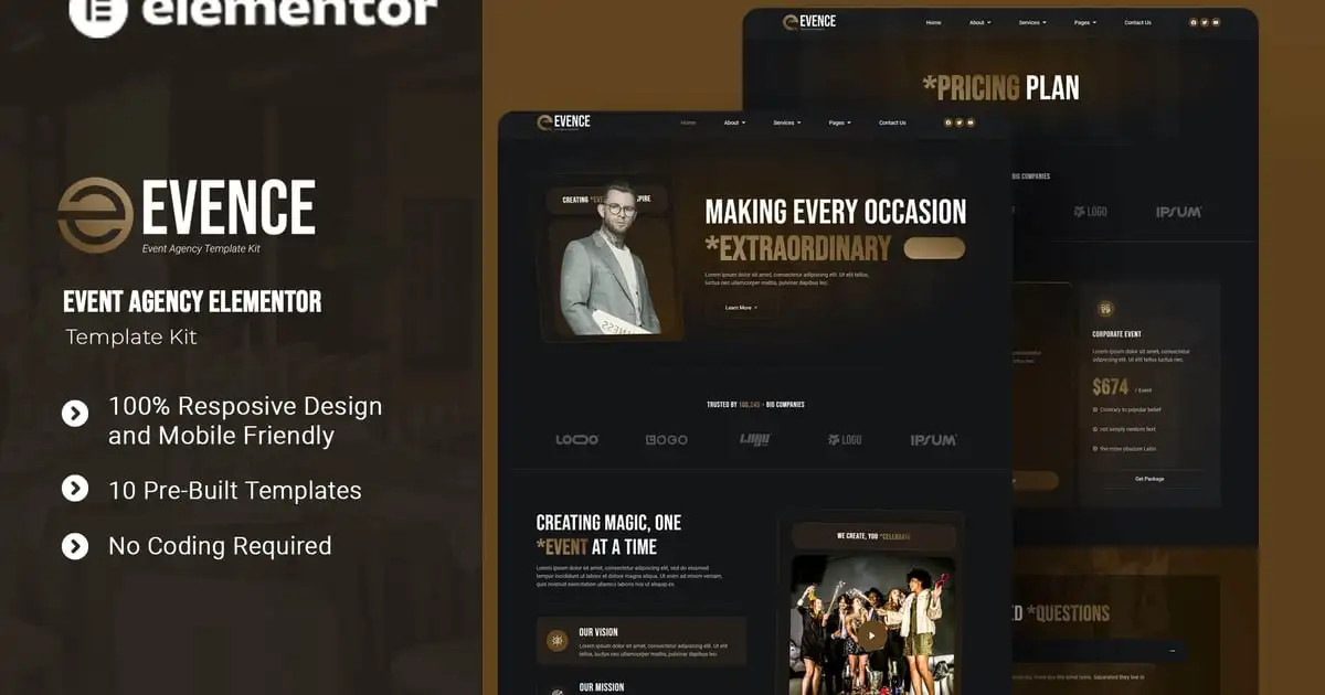 Evence – Event Agency Elementor Template Kit