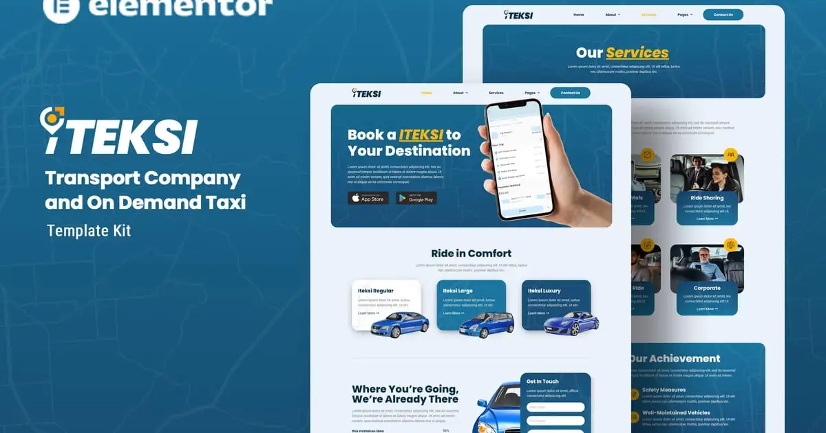 Iteksi – Transport Company & Taxi App Elementor Template Kit
