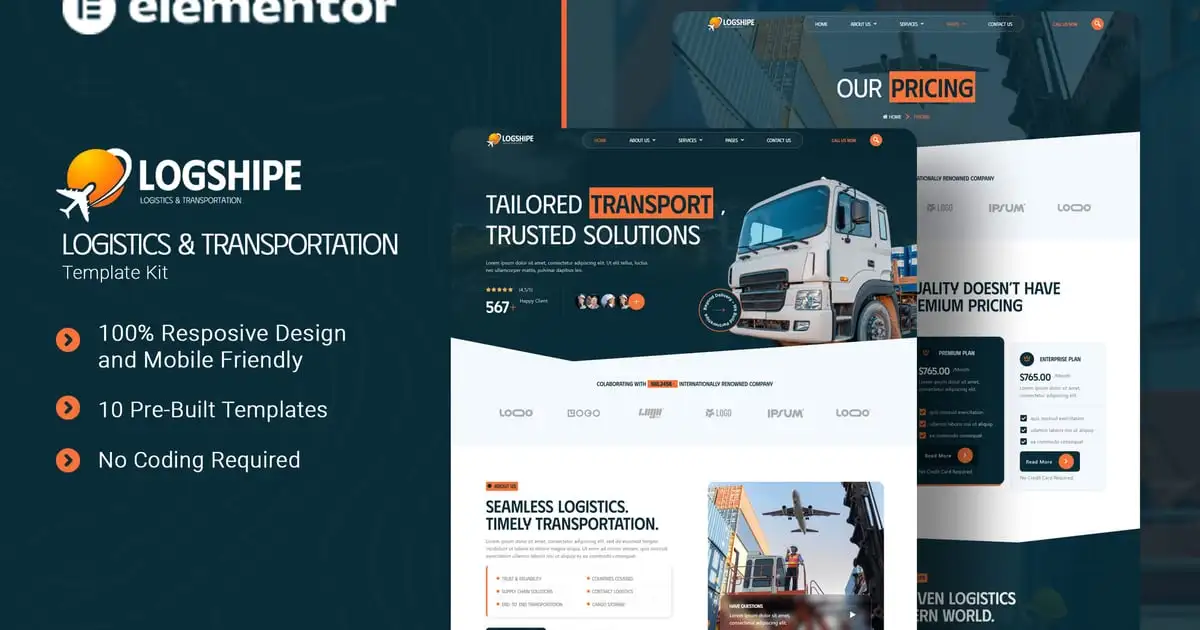 Logshipe – Logistics & Transportation Elementor Template Kit