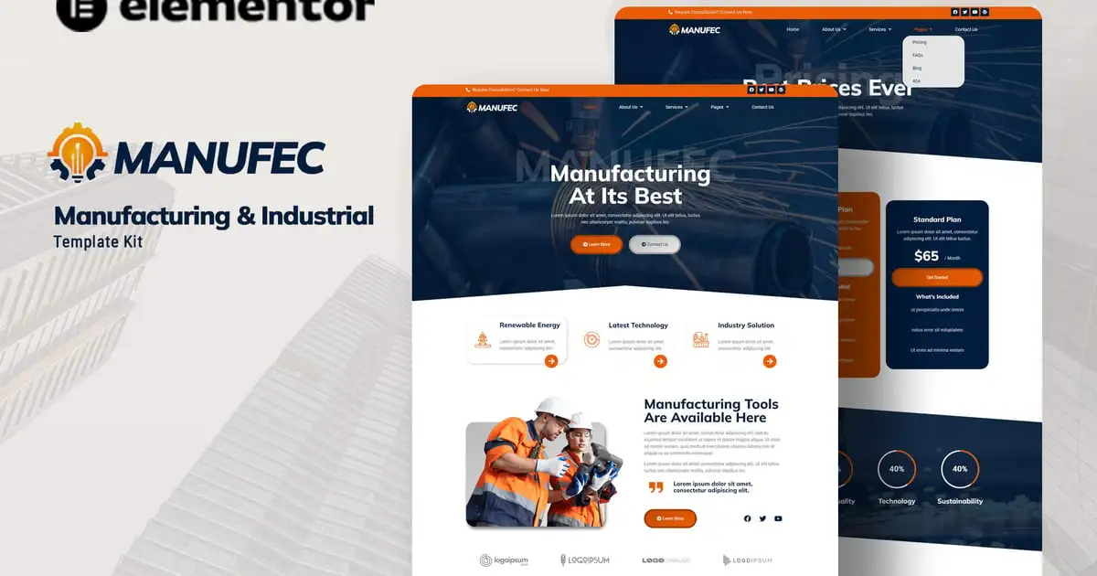 Manufec – Manufacturing & Industrial Elementor Template Kit