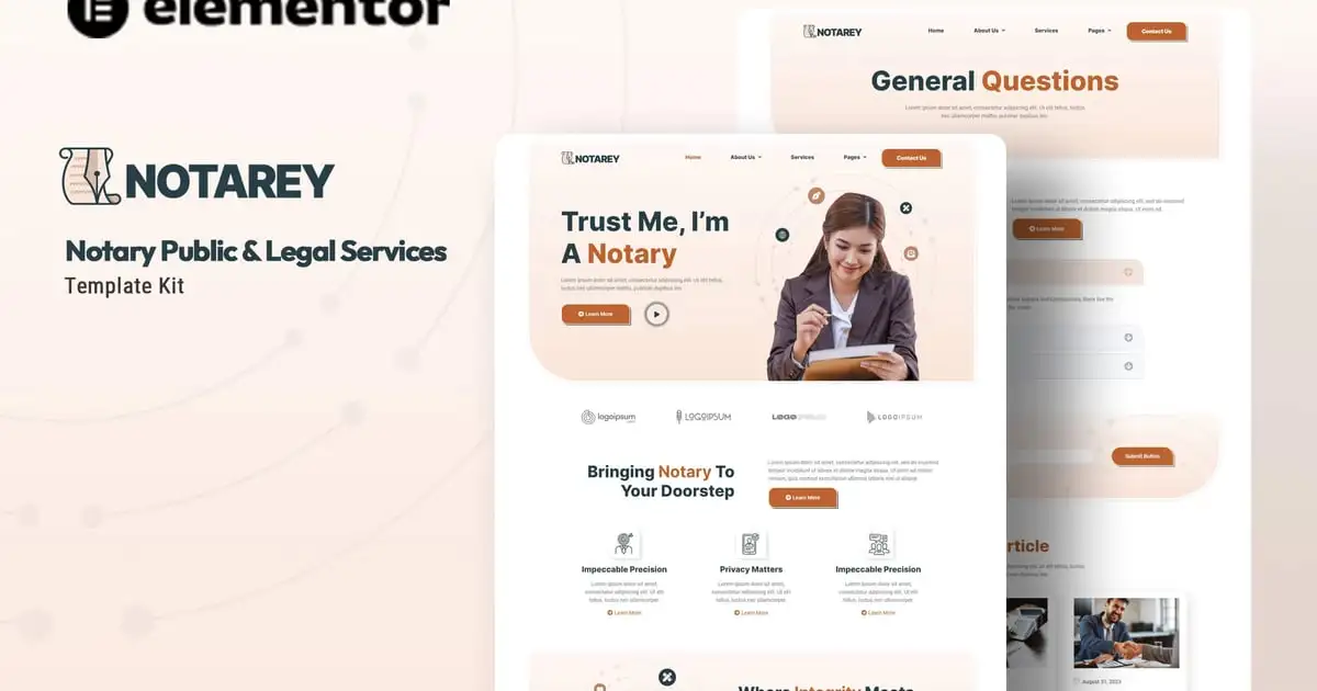 Notarey – Notary Public & Legal Services Elementor Template Kit