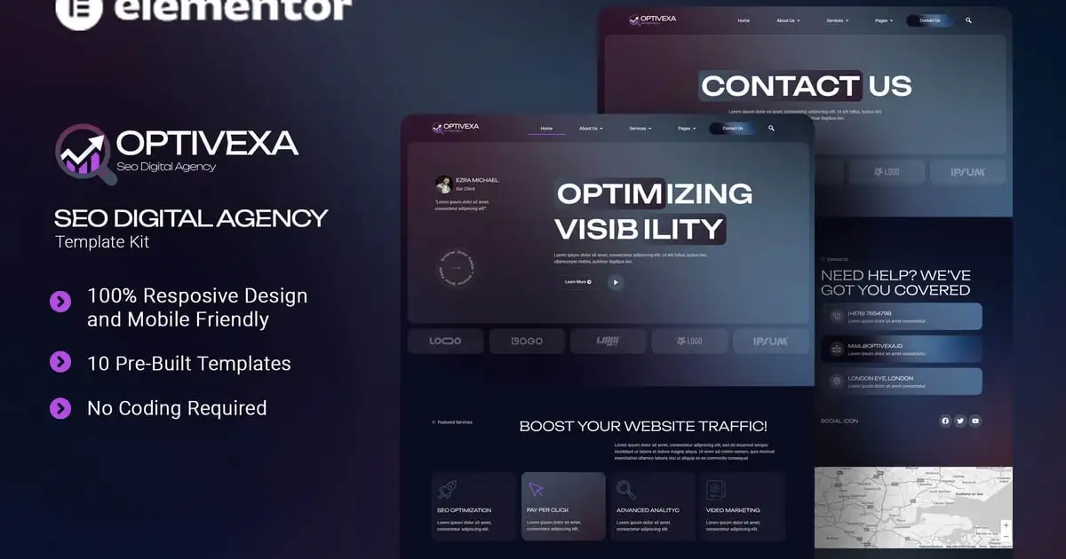 Optivexa – SEO Digital Agency Elementor Template Kit