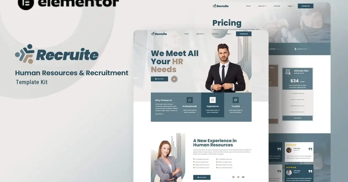 Recruite – Human Resources & Recruitment Elementor Template Kit