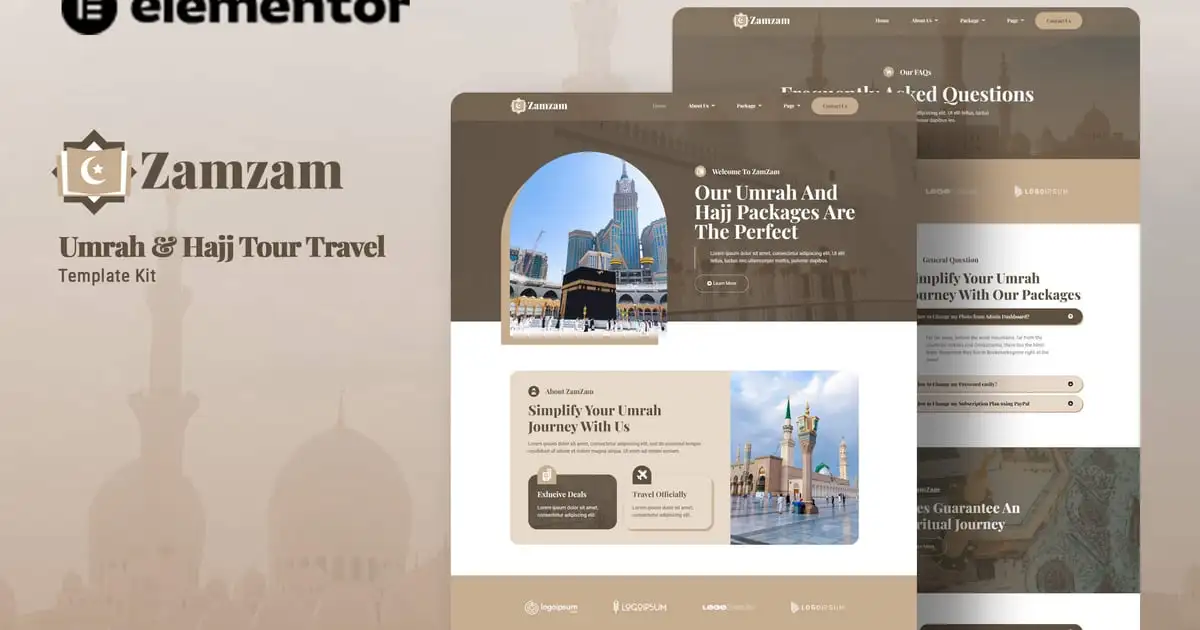 Zamzam – Umrah & Hajj Tour Travel Elementor Template Kit