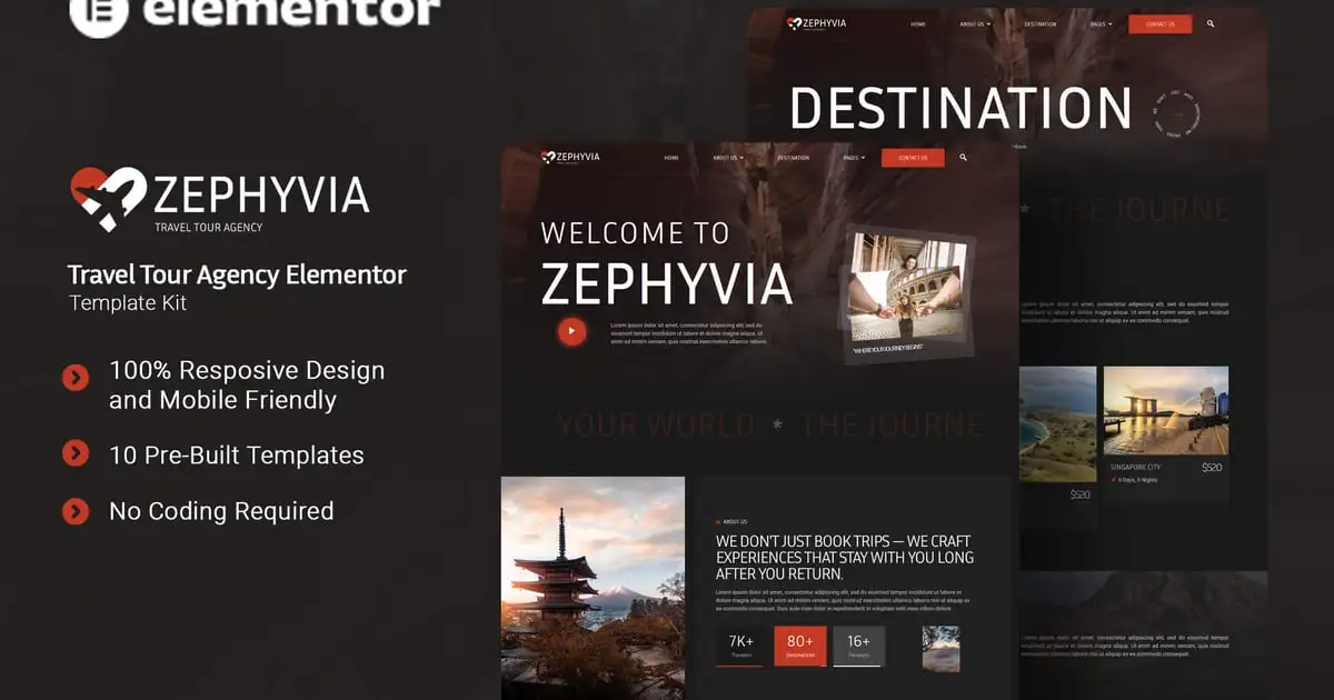 Zephyvia – Travel Tour Agency Elementor Template Kit