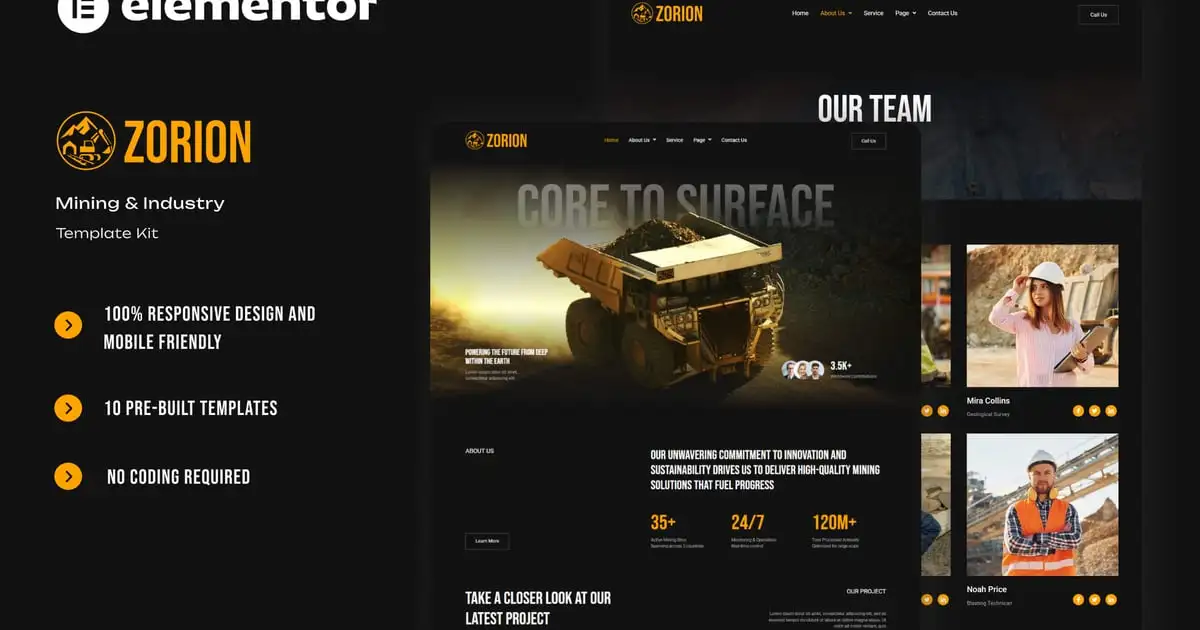 Zorion – Mining & Industry Elementor Template Kit