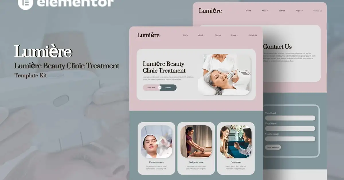 Lumiere – Beauty Clinic Treatment Elementor Template Kit