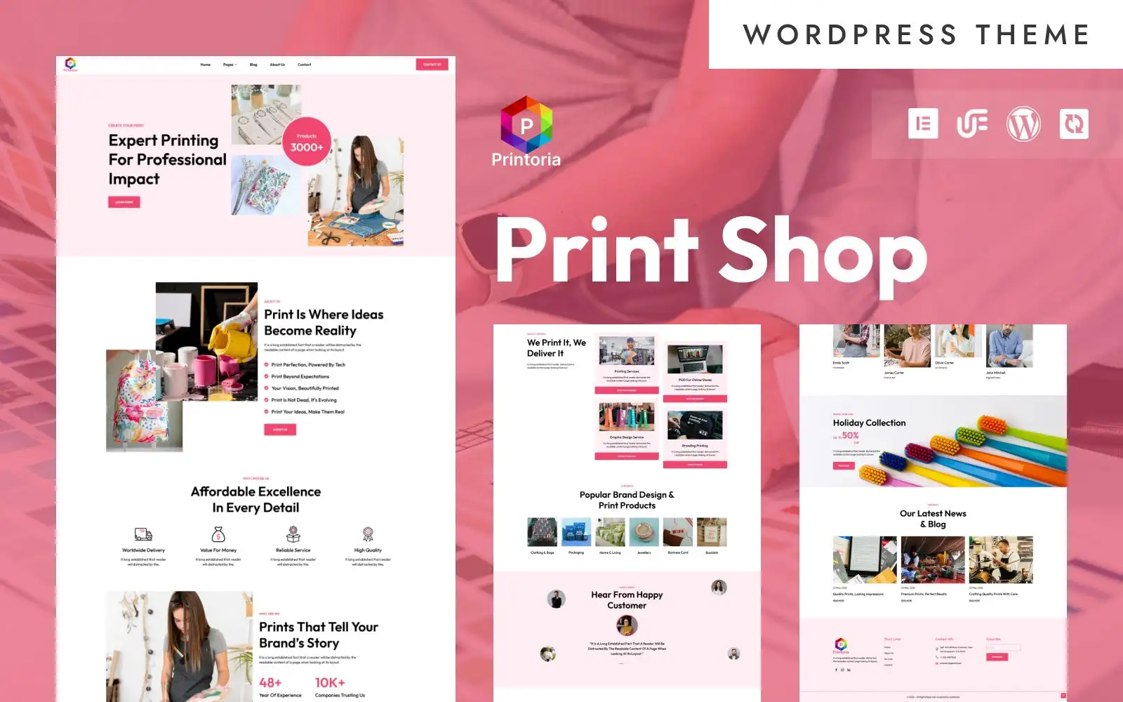 Printoria – Print Shop & Merchandise Printing WordPress Elementor Theme WordPress Theme