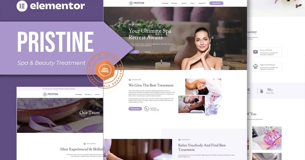 Pristine – Spa & Beauty Treatment Elementor Template Kit