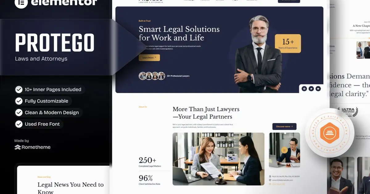 Protego – Lawyers and Attorneys Elementor Template Kits