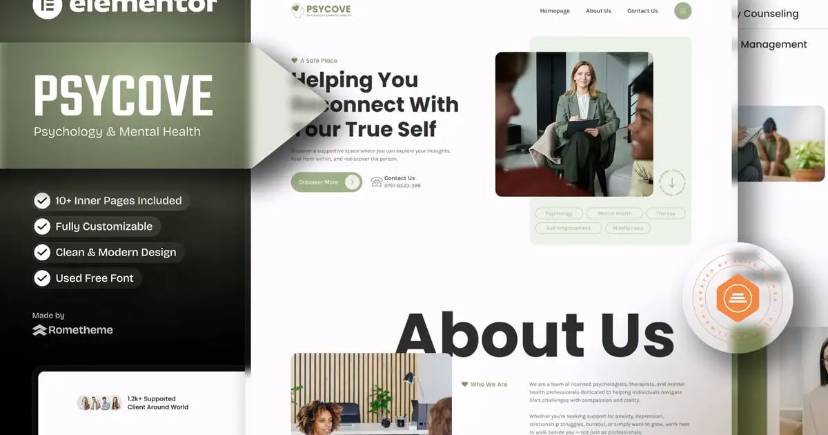 Psycove – Psychology & Mental Health Elementor Template Kit