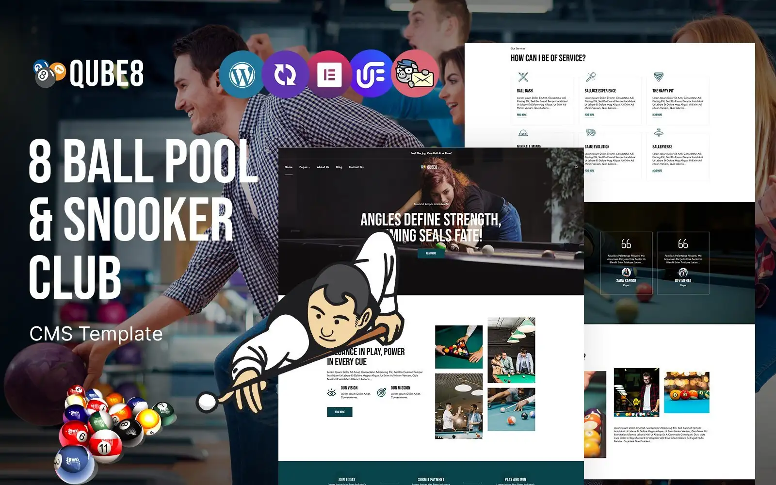 Qube8 – 8 Balll Pool Or Snooker Club WordPress Theme