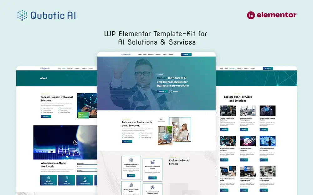 Qubotic AI – Template Kit for AI Services Elementor Kit