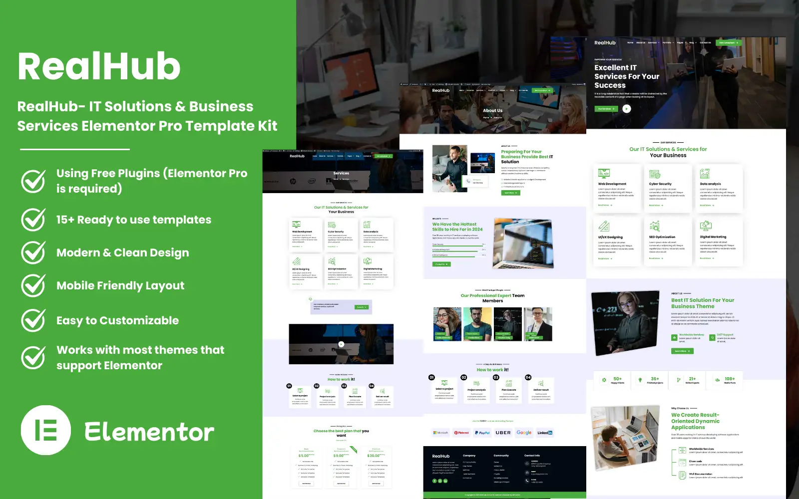 RealHub – IT Solutions & Business Services Elementor Pro Template Kit Elementor Kit