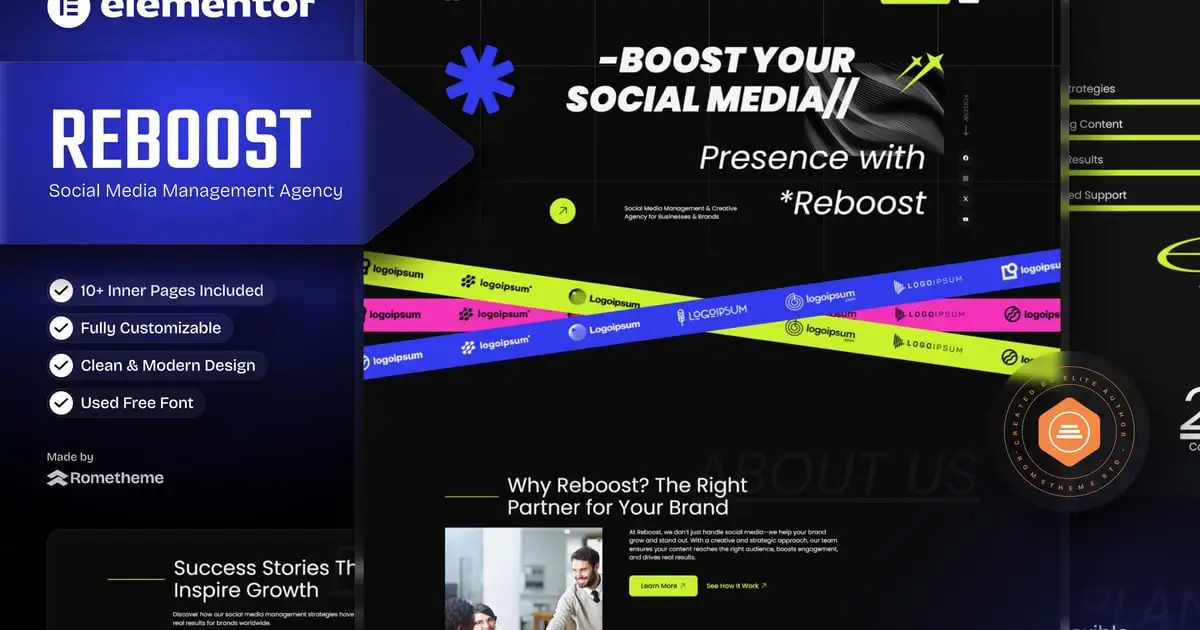 Reboost – Digital Marketing Agency Elementor Template Kit