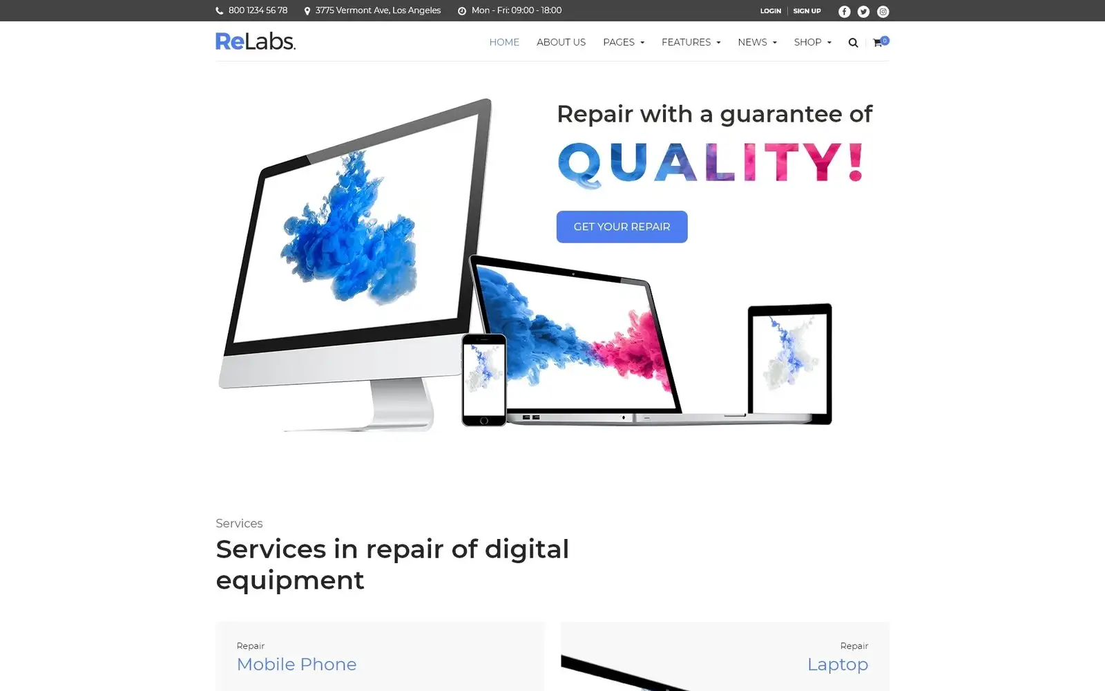 ReLabs – Computer Repair WordPress Theme