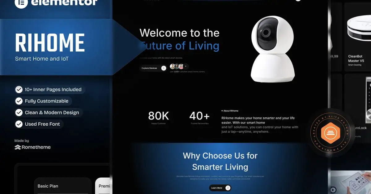 Rihome – Smart Home and IoT Elementor Template Kit