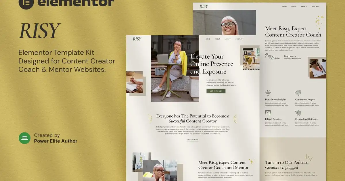Risy – Content Creator Coach & Mentor Elementor Template Kit