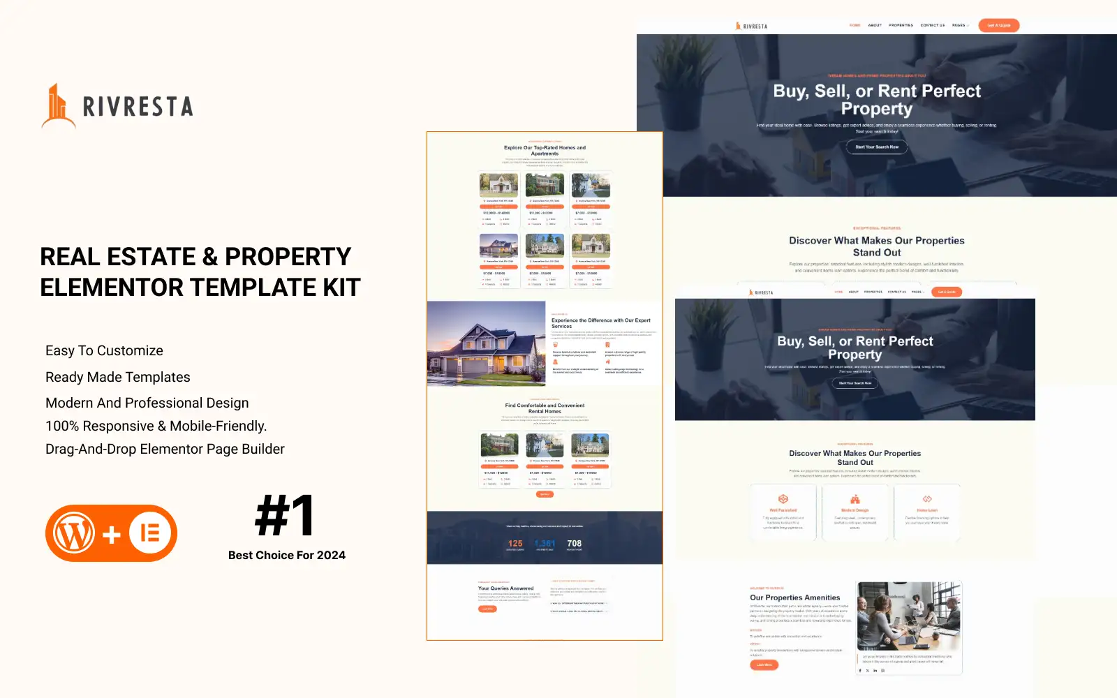 Rivresta – – Real Estate & Property Listing Elementor Template Kit Elementor Kit