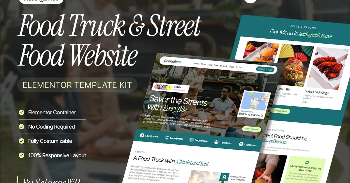 RollingBites – Food Truck & Street Food Elementor Pro Template Kit