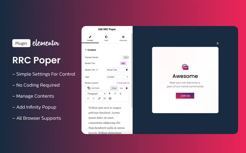 RRC Poper Addon For Elementor WordPress Plugin