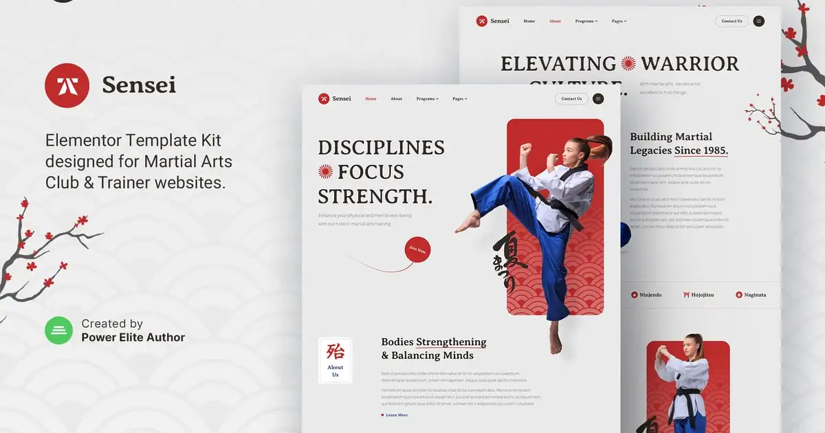 Sensei – Martial Arts Club & Trainer Elementor Template Kit
