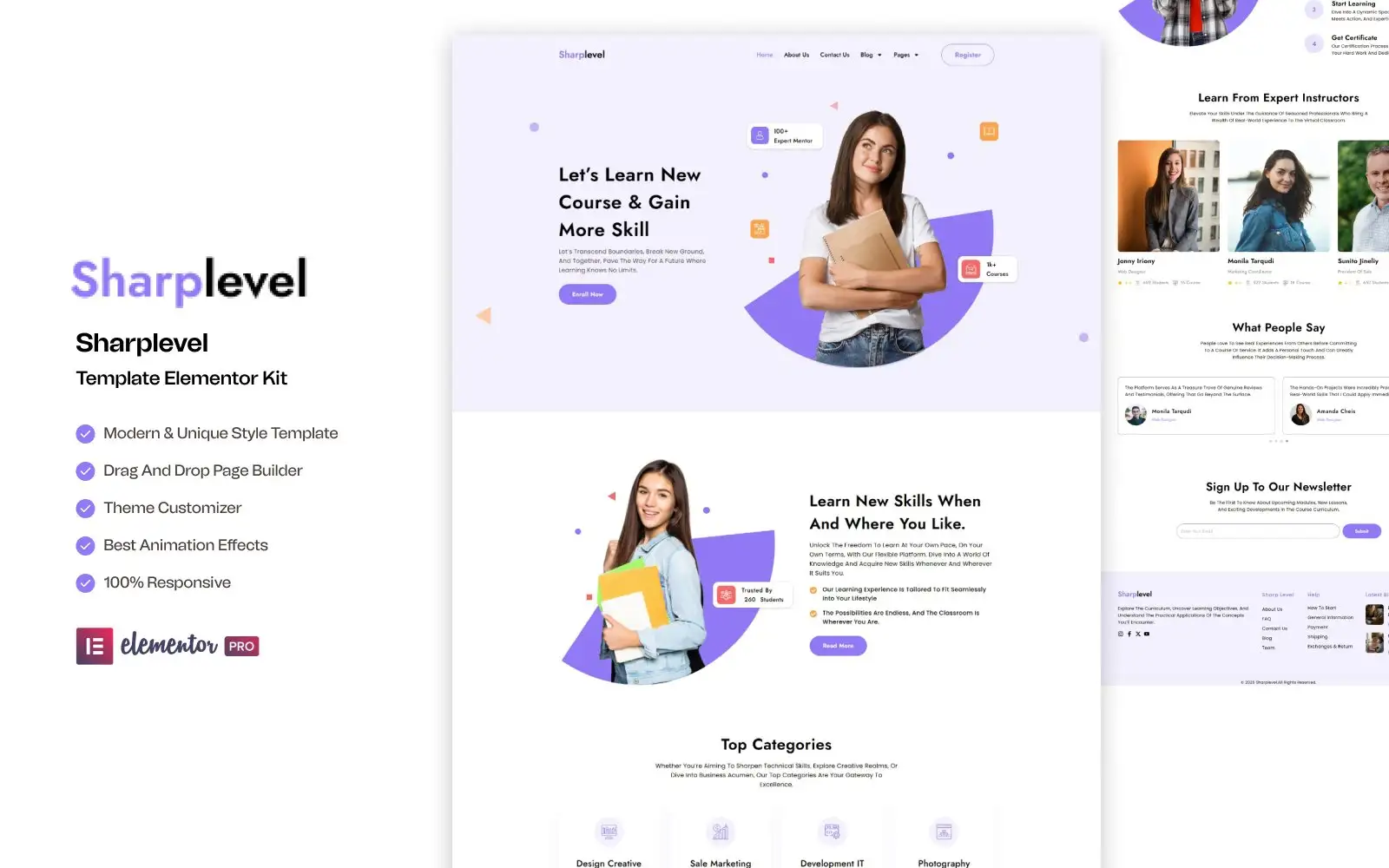 Sharp Level – Elementor Website Kit for Education, Online Learning & Coaching Institutes Elementor Kit