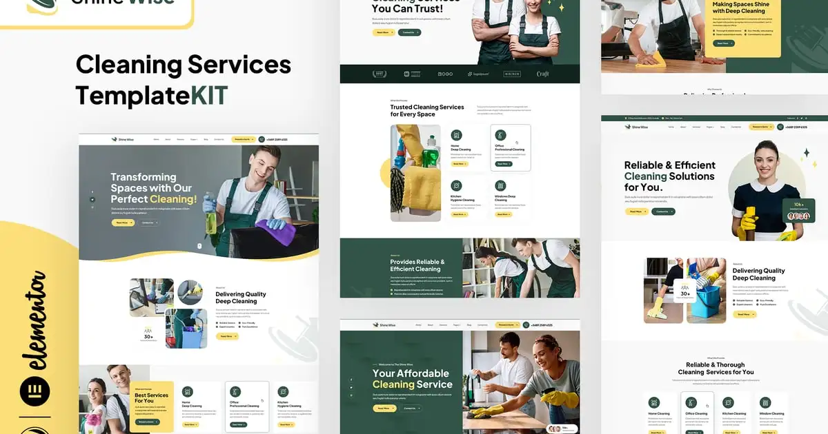Shinewise – Cleaning Services Elementor Template Kit