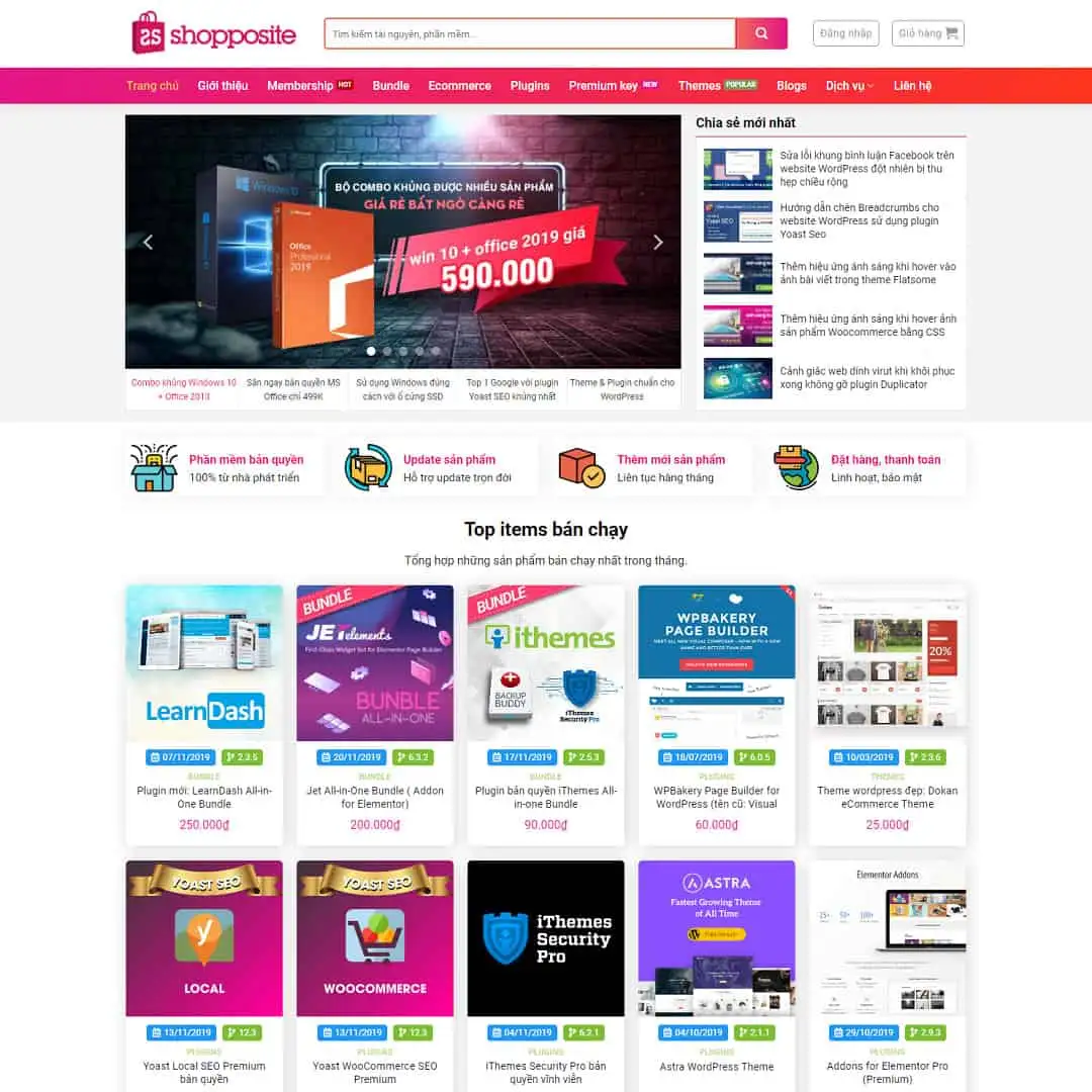 Theme WordPress Shop bán tài nguyên, sản phẩm số, mã nguồn (Updated: 26/11/2025)