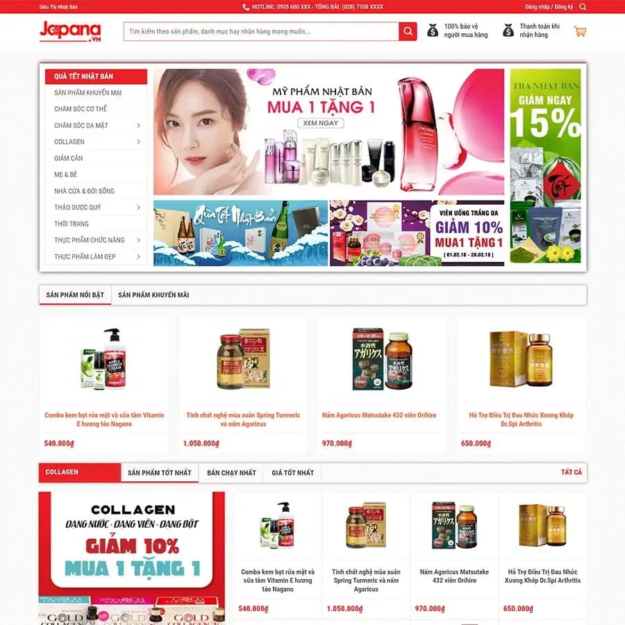 Theme WordPress siêu thị hàng nội địa Nhật