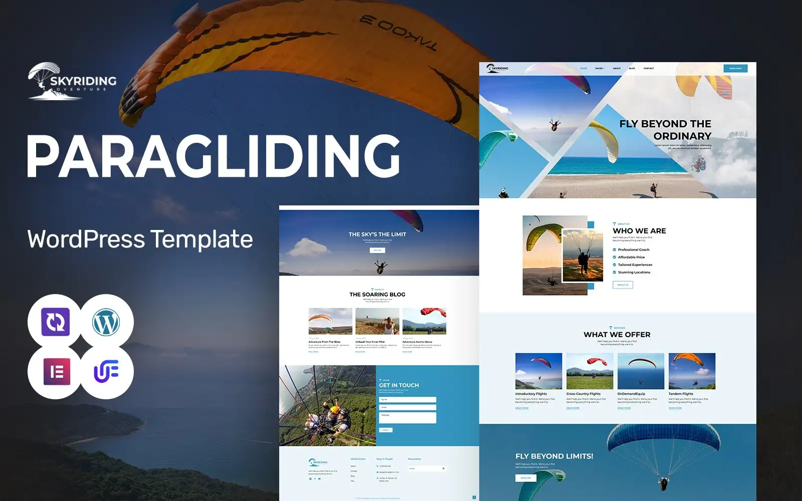 Skyriding – Paragliding Club And Sky Adventures WordPress Elementor Theme WordPress Theme