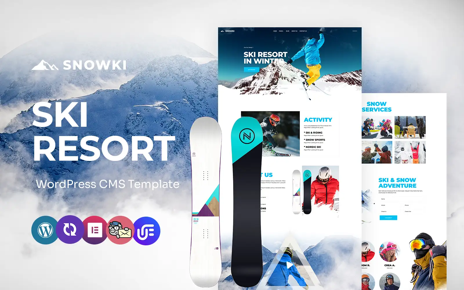 Snowki – Snowboarding School And Winter Skiing Multipurpose WordPress Elementor Theme WordPress Theme