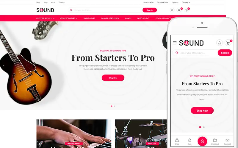 Sound – Audio Equipment, Musical Instruments WooCommerce WordPress Theme WooCommerce Theme