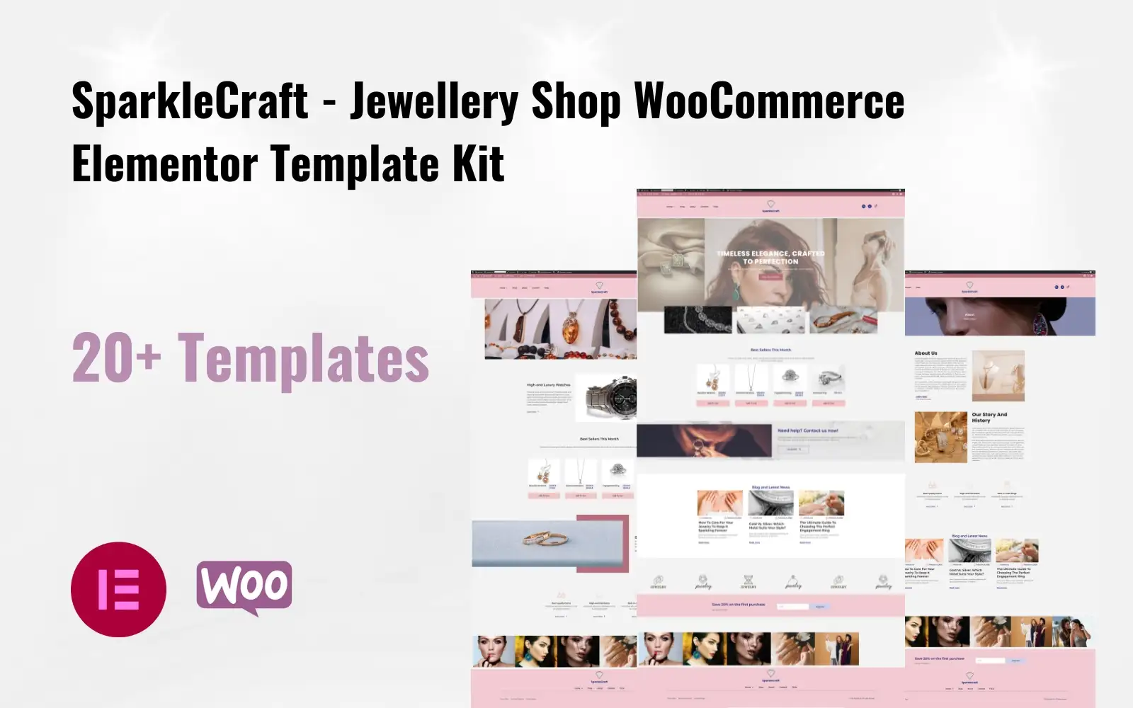 SparkleCraft – Jewellery Shop WooCommerce Elementor Template Kit Elementor Kit