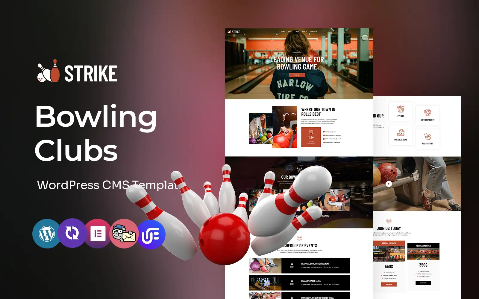 Strike – Bowling Clubs Multipurpose WordPress Elementor Theme WordPress Theme