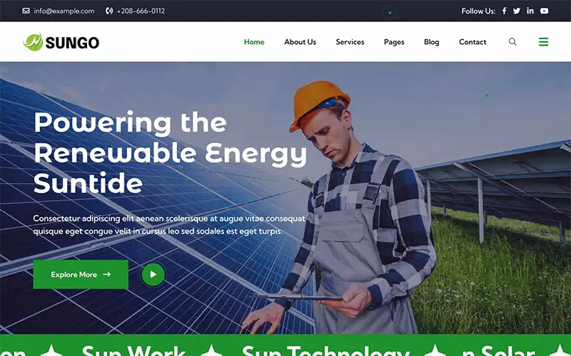 Sungo – Solar & Renewable Energy WordPress Theme