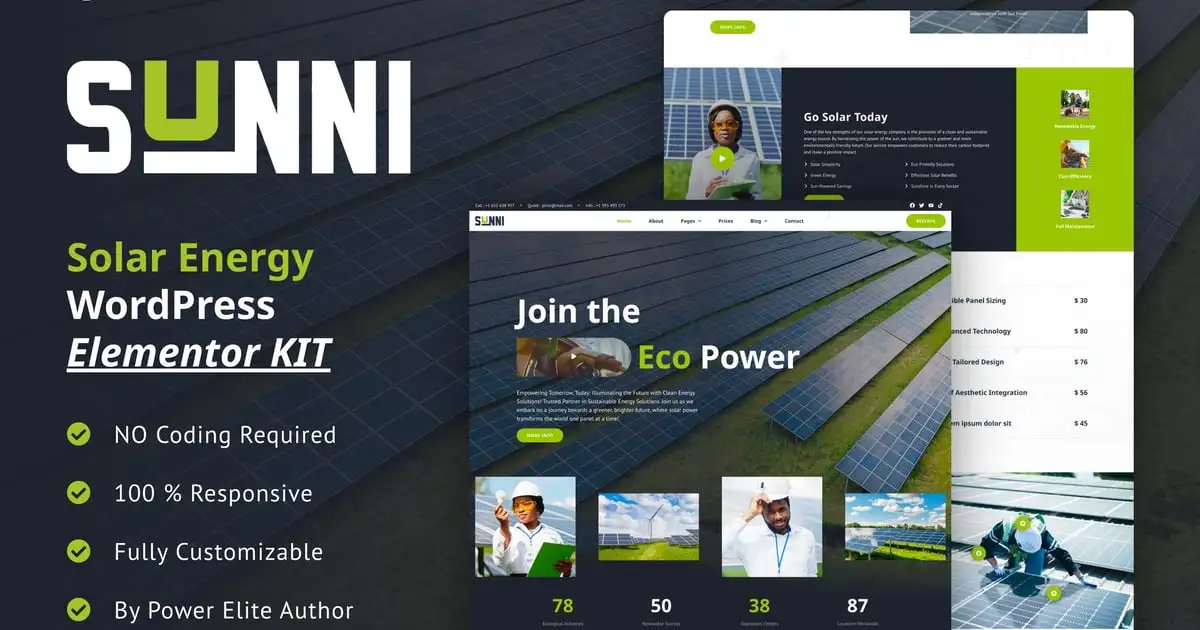 Sunni – Solar Energy Elementor Template Kit