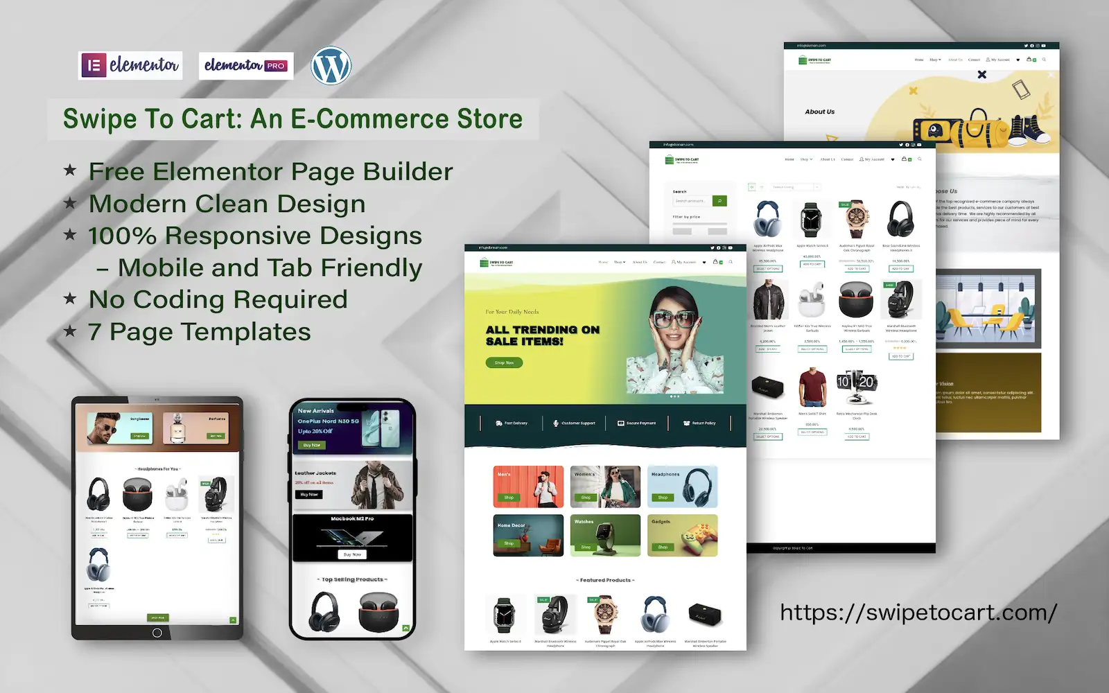 SWIPE TO CART: An E Commerce Multipurpose Theme Elementor Kit