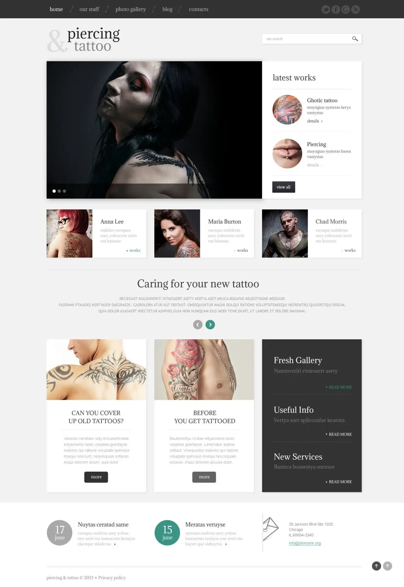 Tattoo Beauty Salon WordPress Theme