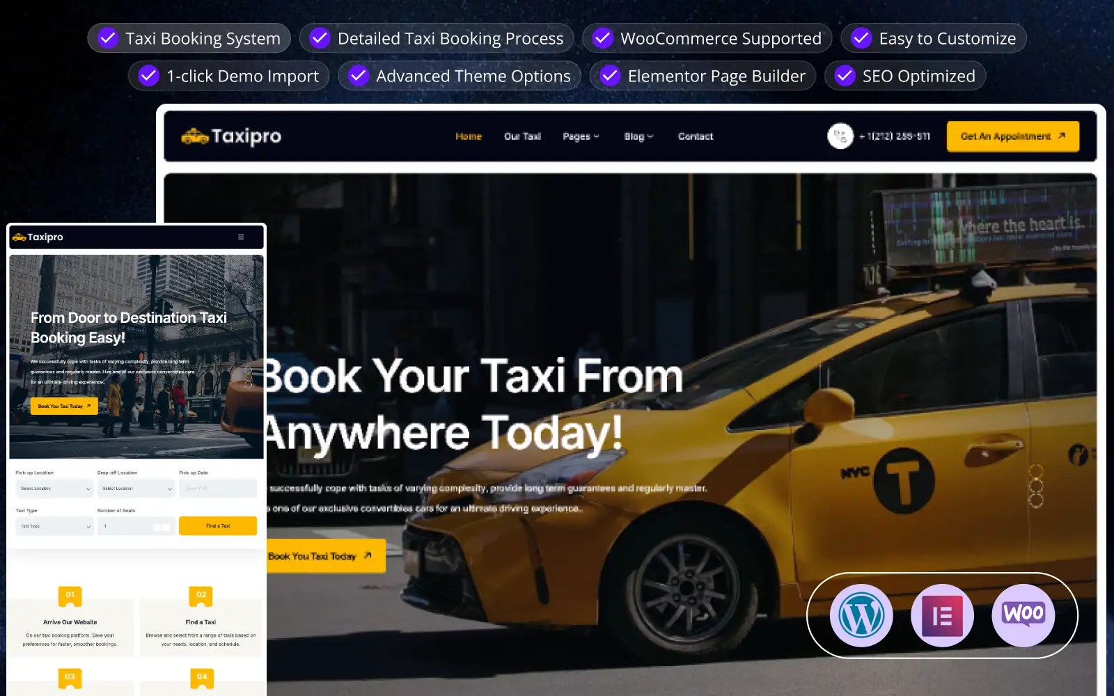 Taxipro – Taxi Booking WooCommerce WordPress Theme