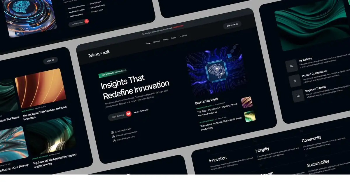Teknocraft – Dark Theme Technology Blog Template Kit