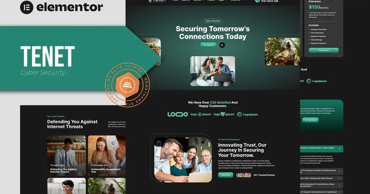 Tenet – Cyber Security Services Elementor Pro Template Kit