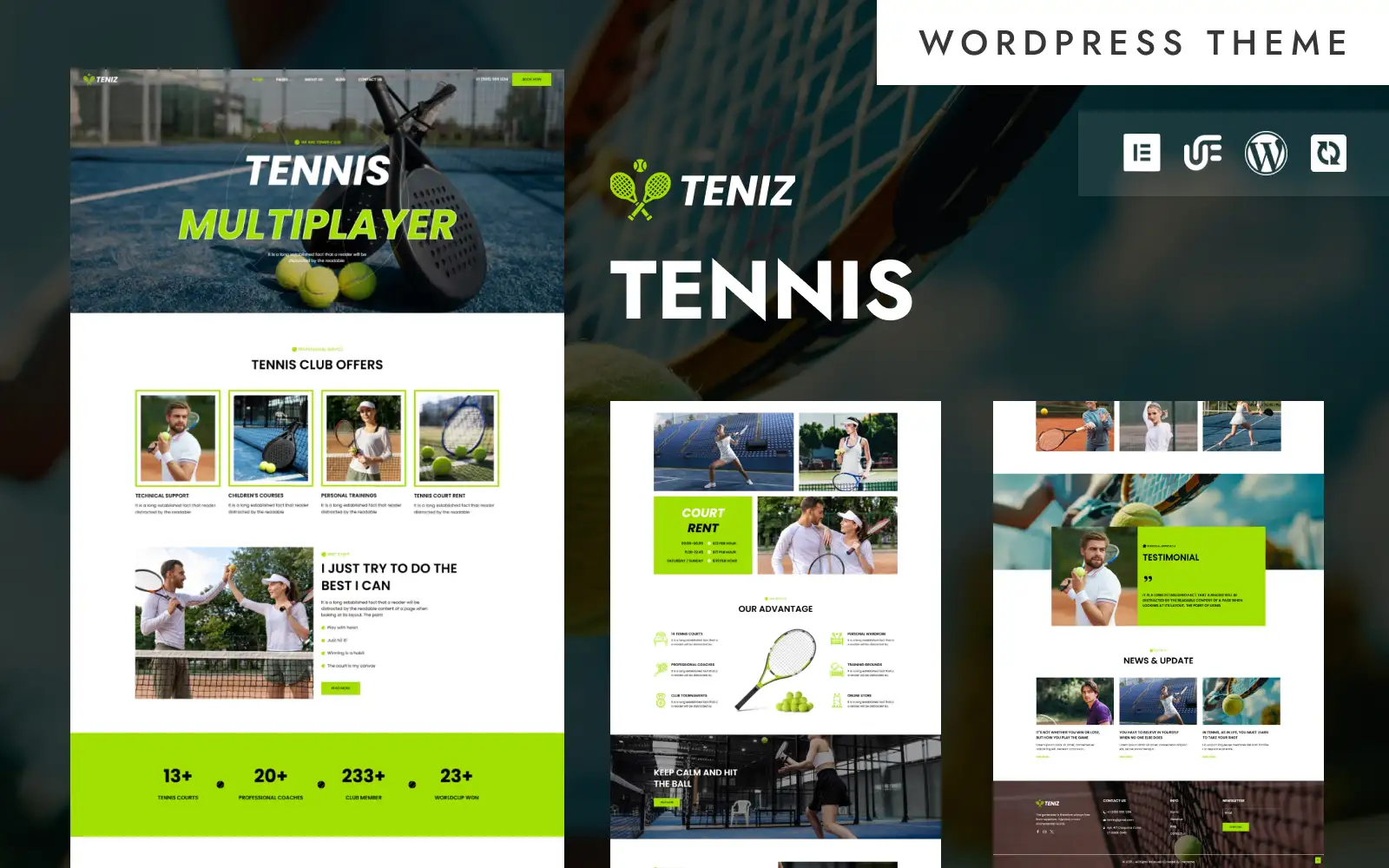 Teniz – Tennis Club & Training Academy WordPress Elementor Theme WordPress Theme
