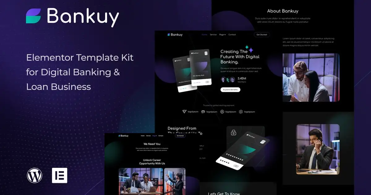 Bankuy – Digital Banking & Business Loan Elementor Template Kit