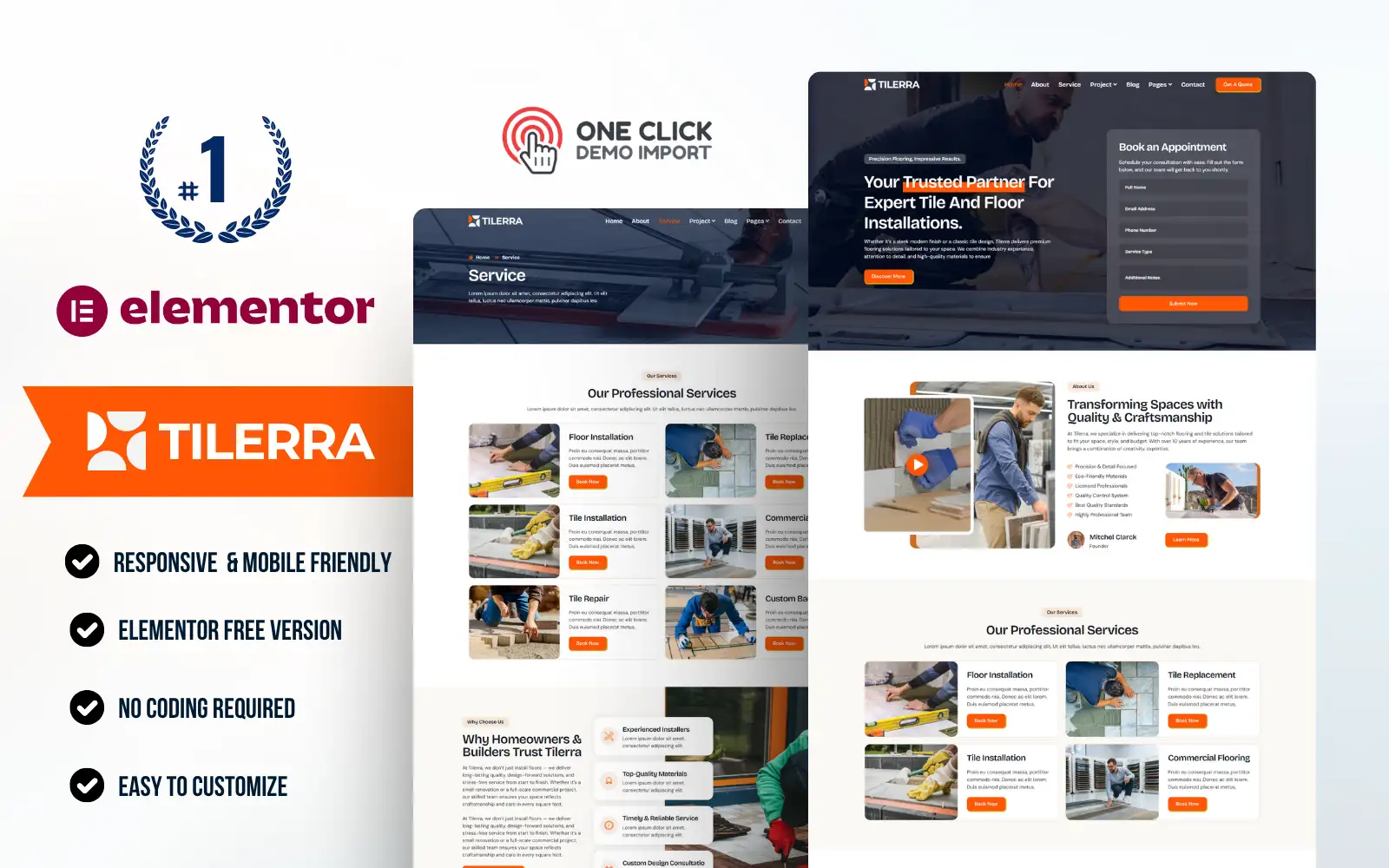 Tilerra – Tiles and Flooring WordPress Elementor Template Kit Elementor Kit