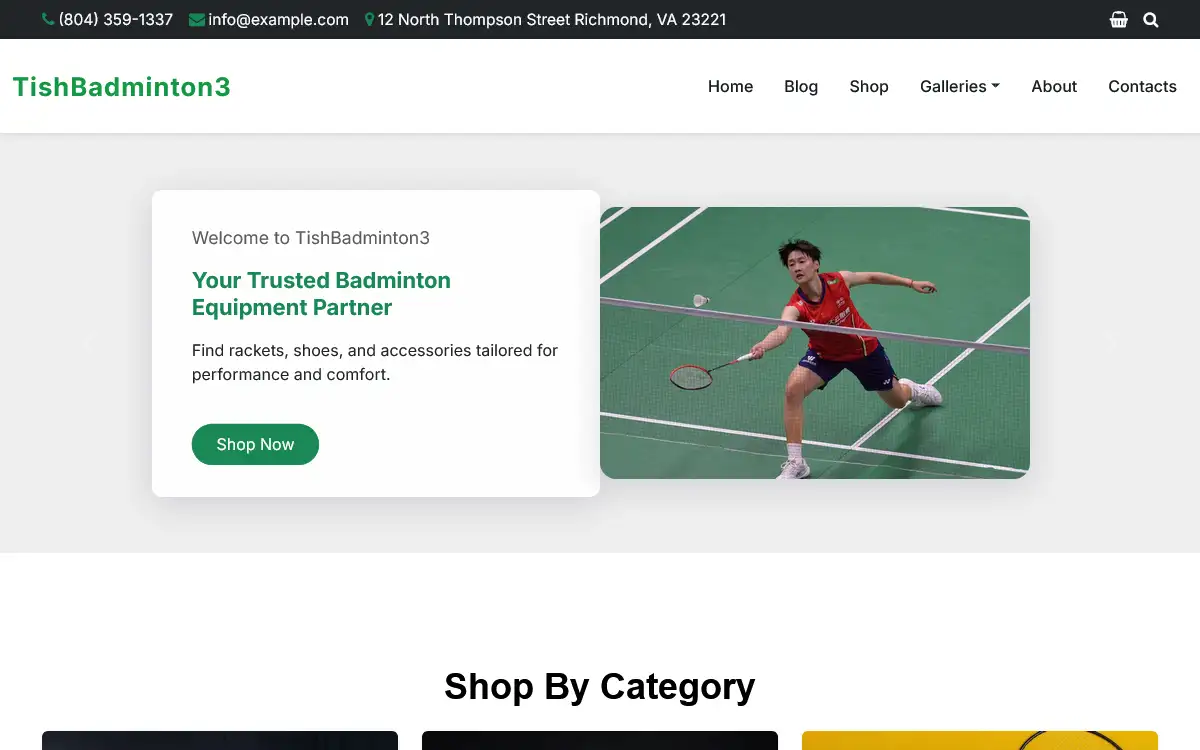 TishBadminton3 – Badminton WooCommerce Theme