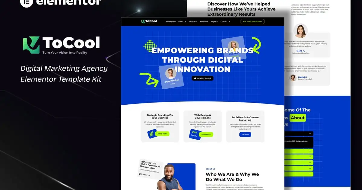 Tocool – Digital Marketing Agency Elementor Template Kit