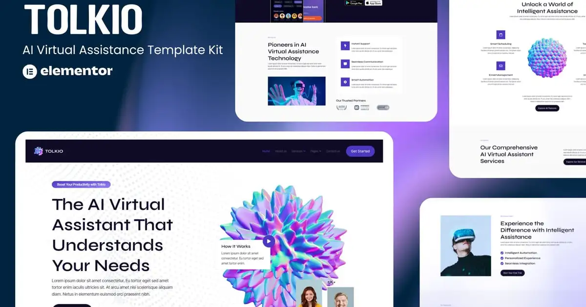 Tolkio – AI Virtual Assistance App Elementor Template Kit
