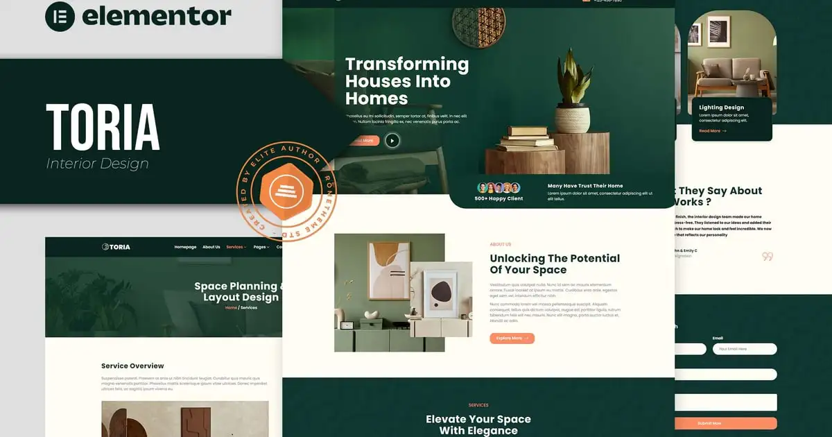 Toria – Interior Design Elementor Template Kit