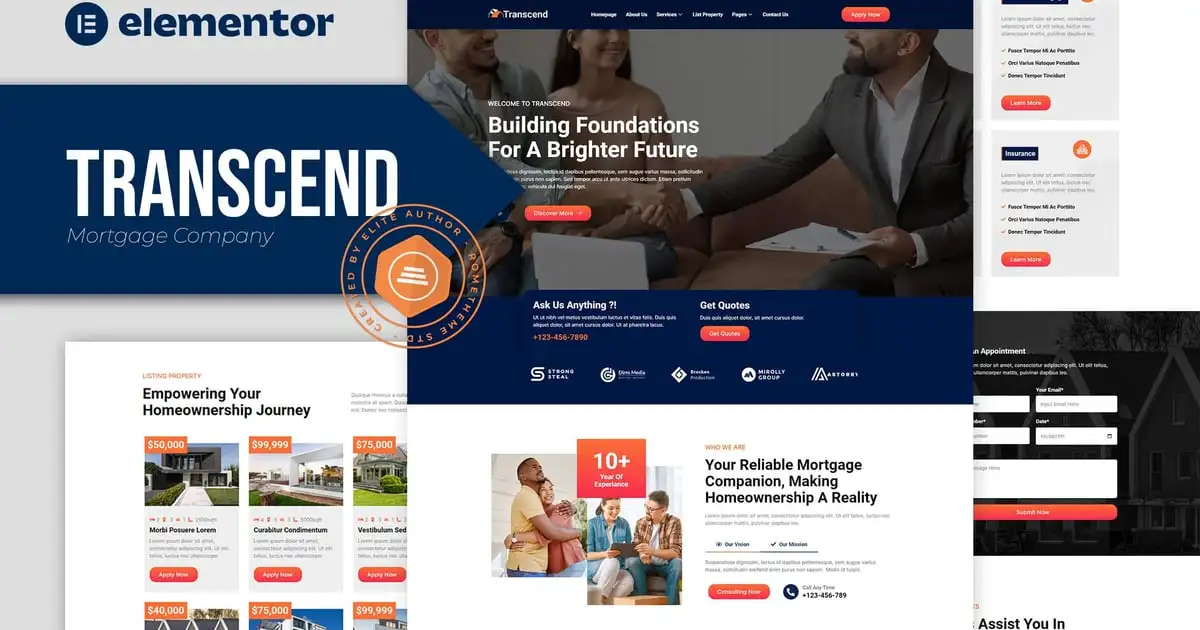 Transcend – Mortgage Lending Elementor Template Kit
